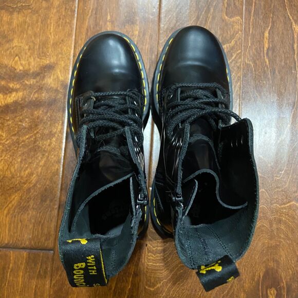 Dr. Martens Doc Jadon Smooth Black Leather Platform Combat Boots Men's Size 8 - Picture 5 of 10